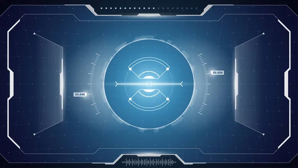 Hud数字未来主义接口网络庞克屏幕 科幻虚拟现实技术视图正面向上显示 Gui Ui宇宙飞船仪表板 Fui双目取景器面罩 矢量图说明 — 图库矢量图片