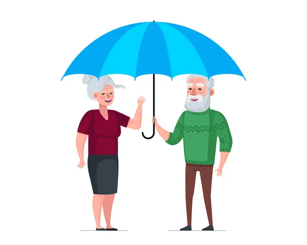 Sista Paret Blått Skydd Paraply Begreppet Symbol För Ålderdoms Och — Stock vektor