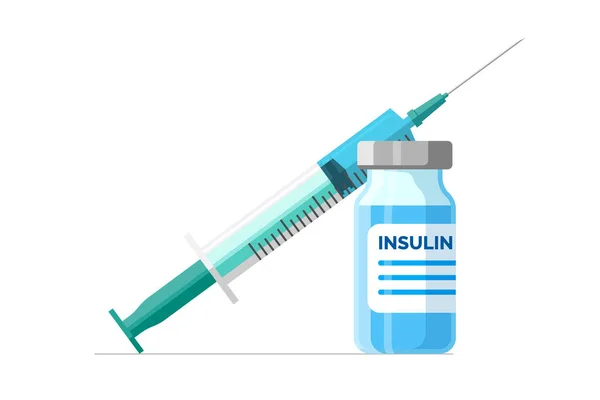 Insulin Ampoule Injection Syringe Diabetes Control Concept Medical Shot Diabetic — Stock Vector