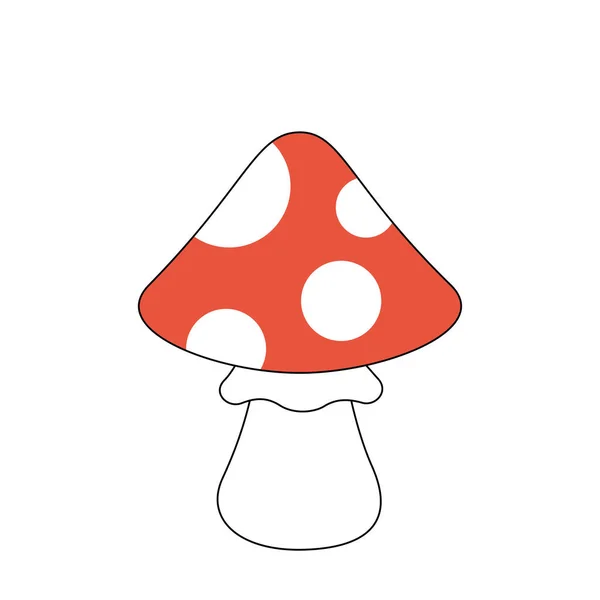 复古的小花蘑菇设计 嬉皮迷幻苍蝇不可知论的真菌 复古卡通片产生幻觉的幻想 Amanita 流行的Y2K流行文化隔离向量体元素 准备使用 — 图库矢量图片