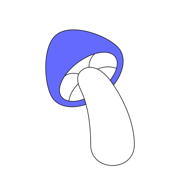 Champignon Trippy Groovy Rétro Hippie Acide Psychédélique Couleur Bleue Mouche — Image vectorielle
