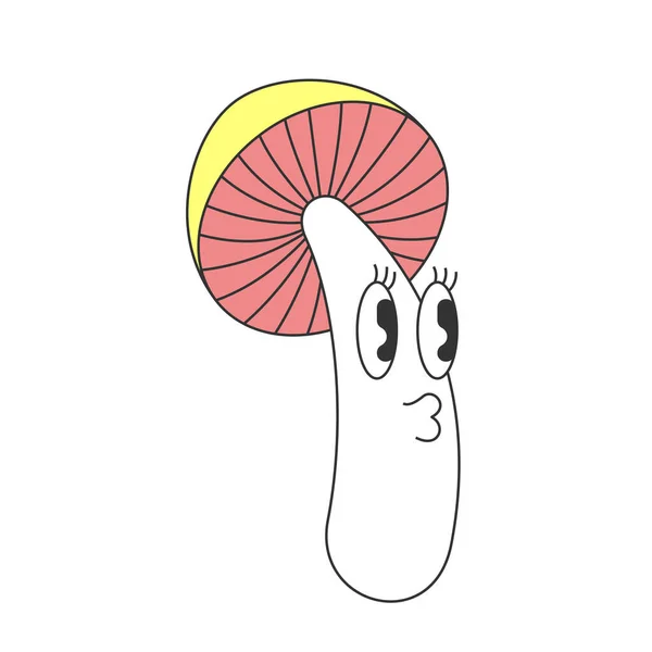 Retro Groovy Trippy Cogumelo Personagem Com Boa Cara Engraçada Hippie —  Vetores de Stock