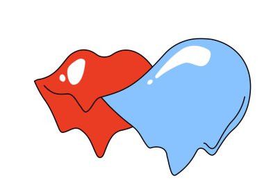 Retro süper gerçeküstü ağız kabarcık sakızı üflüyor. Çılgın hippi kıpkırmızı dudaklar. Tuhaf psikedelik çizgi film kadın dudağı. Eski moda nostaljik hippi yapıştırması erimiş. Modaya uygun y2k eriten pop sanat yaması. Eps