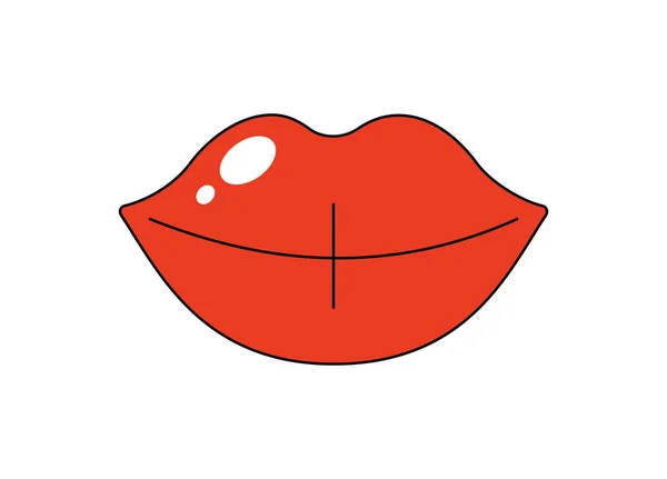 Retro Pop Arte Sexy Boca Grandes Labios Sensuales Color Rojo — Vector de stock