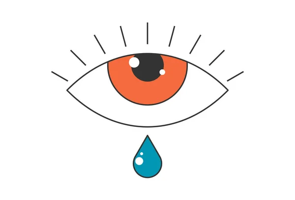 Retro Boho Aprire Gli Occhi Rossi Con Lacrima Goccia Distintivo — Vettoriale Stock