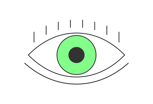 Retro Boho Olho Verde Claro Aberto Emblema Estilo Hippie Groovy — Vetor de Stock