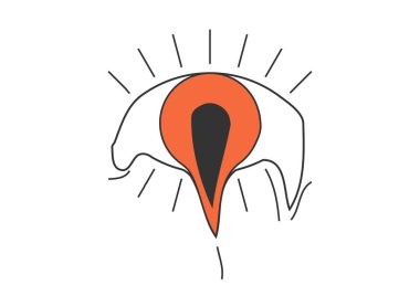 Eski moda erimiş göz. Psikedelik, tuhaf hippi tarzı rozet. Klasik hippi çılgın erimiş sıvı öğrenci çıkartması tasarımı. Soyut funky 60 'lar, 70' ler, 80 'ler moda y2k vektörü illüstrasyon