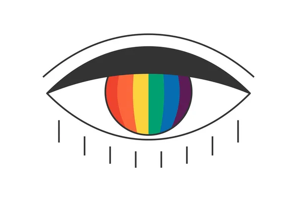 Retro Groovy Boho Offene Regenbogenfarben Gestreiftes Auge Psychedelisches Hippie Design — Stockvektor