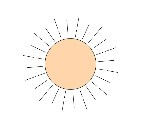 レトロなグルービースタイルの光沢のある太陽 サイケデリックなヒッピーの古い太陽の要素線形光線 要約ヴィンテージハッピー明るいステッカー トレンディY2KポップカルチャーやBohoデザイン ベクトルEps Print — ストックベクタ