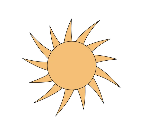 レトロなグルービースタイルのツイスト光沢のある太陽 サイケデリックヒッピーの古い太陽の夏の要素 要約ヴィンテージハッピー明るいステッカー トレンディY2KポップカルチャーやBohoデザイン ベクトルEps Print — ストックベクタ