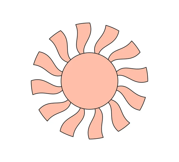 レトロなグルービースタイルのツイスト光沢のある太陽 サイケデリックヒッピーの古い太陽の夏の要素 要約ヴィンテージハッピー明るいステッカー トレンディーなY2KポップカルチャーやBohoプリントデザイン ベクトルEps仙骨記号 — ストックベクタ