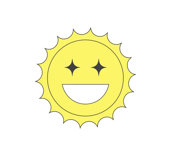 Ρετρό Groovy Στυλ Τρελό Λαμπερό Χαρακτήρα Ήλιο Ψυχεδελική Χίπισσα Παλιά — Διανυσματικό Αρχείο