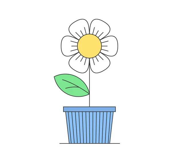 Retro Groovy Sedmikráska Květina Květináči Ročník Hippie Karikatura Heřmánek Květináči — Stockový vektor