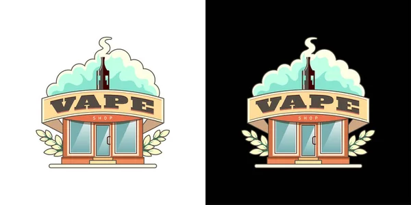 Vape Shop Retro Stil Logo Set Hipster Verdampfer Mit Rauchwolke — Stockvektor
