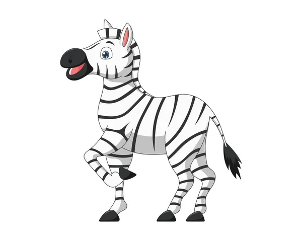 Söt Tecknad Zebra Ritar Afrikansk Baby Vild Leende Karaktär Snällt — Stock vektor