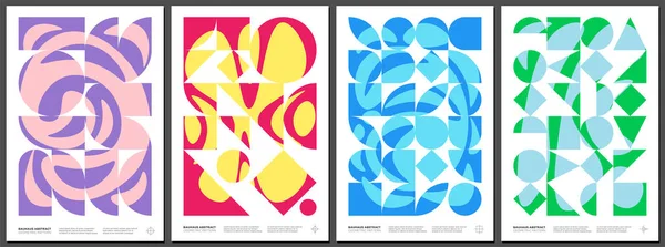 기하학적 바우하우스의 작품들을 추상화 스타일 과흐르는 포스터 멤피스 복고풍의 그래픽 — 스톡 벡터