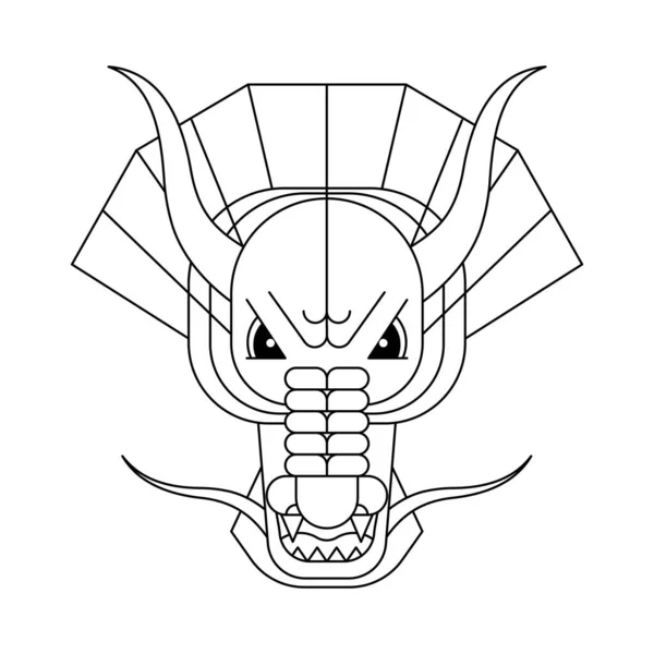 Tête Dragon Géométrique Abstraite Zodiaque Chinois Style Graphique Sacré Asiatique — Image vectorielle