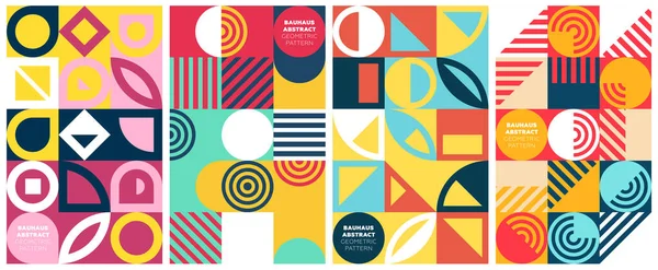 Abstracte Geometrische Bauhaus Kunstwerken Eenvoudige Vormen Collage Poster Memphis Kleurrijke Stockillustratie