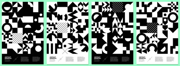 Abstract Geometrische Bauhaus Stijl Vormen Collage Poster Memphis Elementen Modern — Stockvector