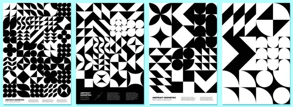 Soyut Geometrik Bauhaus Stili Kolaj Posterini Şekillendirir Memphis Elementleri Modern — Stok Vektör