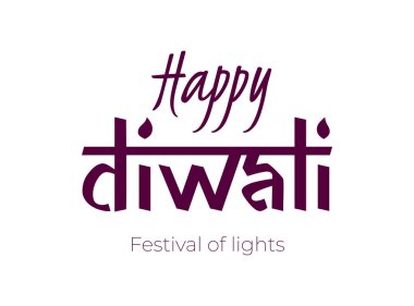 Hint bayramı Mutlu Diwali logosu konsepti. Deepavali Hindistan Işık Logoti Şablonu Festivali. Hint geleneksel kutlama harfleri diya yağı lambası alevleri ile. Yaratıcı sanat vektörü izole edilmiş tasarım