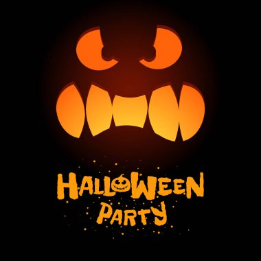 Cadılar Bayramı partisinin afiş şablonu kutlu olsun. Fener Jack balkabağı oymalı, siyah arka plan ve kutlama logosuna gülümseyen ürkütücü bir surat. Geleneksel Şaka ya da Şeker 31 Ekim Tatil Tasarım Konsepti