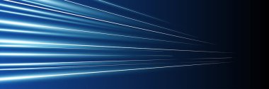 Hareketli doğrusal izler yatay pankarttır. Yüksek hızda parlak mavi ışınlar. Soyut uzun süre maruz kalma hareketi bulanık dinamik etkisi. Hızlı zoom ışık çizgileri. Perspektif hareketi. Eps