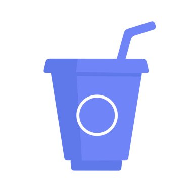 Kapaklı ve samanlı tek kullanımlık plastik bardak. Soda, kahve ya da izole edilmiş soğuk içecekler için içecek kutusu. Fast food, menü tasarımı ve ambalaj kavramları için uygundur.