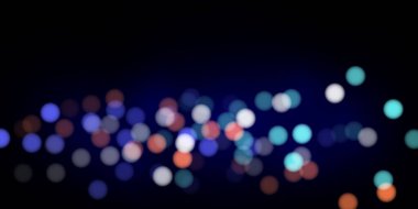 Şehir gecesi Bokeh 'i. Parlayan neon renkli ışıklar ve soyut bulanıklıkla. Parti ya da tatil davetiyesi posterleri için mükemmel bir lüks tasarım. Yıldızlar, su veya trafik enerjisi. Modern canlı arkaplanlar için ideal.