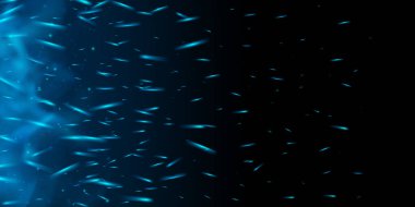 Mavi ateş ve neon kıvılcımları ve parlayan parçacıkları olan buzlu duman. Karanlık soyut vektör arkaplanı sis, ısı ve sihirli alevlerle dolu. Fantezi oyunu, sıcak enerji veya büyücülük etkisi duvar kağıdı.