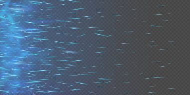 Mavi alev ve parlayan kıvılcımlar dumanlı sis ve uçan tozların arasından yükseliyor. Neon ışıklı kor parçacıkları ve yanmış dokuyla soyut vektör arkaplanı. Demirci ve kaynak havasında sihirli ateş gücü..