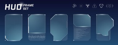 Neon mavi çağrıları, sanal çizelgeleri ve şeffaf ekranları olan parlayan bir bilim kurgu. Modern siber gösterge paneli yapay zeka kontrol panelini parlak dijital oyun arayüzü ile birleştirir.