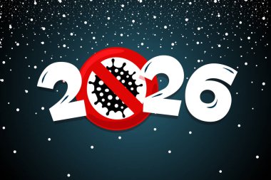 Soyut koronavirüs tasarımı ile yaratıcı 2026 tatil selamı. Poster, davetiye, tebrik kartı, mevsimlik afiş, parti kataloğu veya benzersiz festival illüstrasyonu için modern Yeni Yıl vektör kavramı.