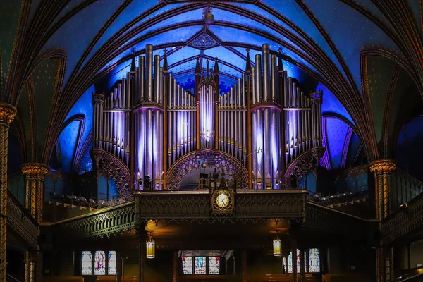 Montreal Notre Dame Bazilikası Katolik Kilisesinin Içinde Boru Organı Antik — Stok fotoğraf
