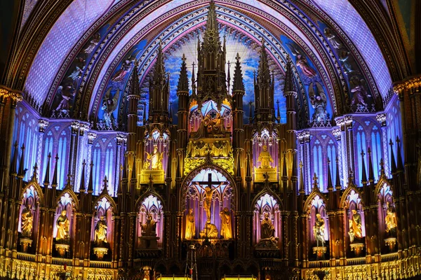 Montreal Notre Dame Bazilikası Katolik Kilisesi Nin Içinde Antik Dekorasyon — Stok fotoğraf