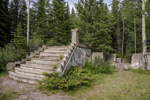 Alte Hausruinen Wald Alte Treppen Und Kaputte Überreste Des Gebäudes — Stockfoto