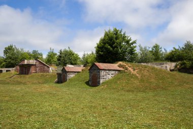 Halifax, Kanada 'nın tarihi şehrinde bir kalenin kalıntıları, eski taş bir duvar.