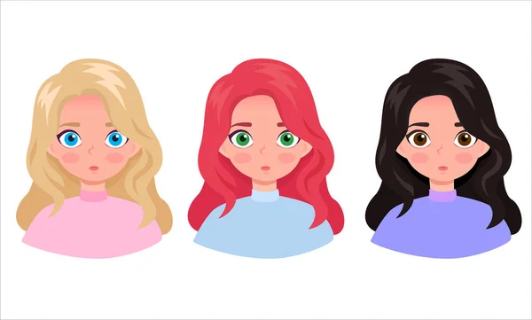 Девушки Разными Цветами Волос — стоковый вектор
