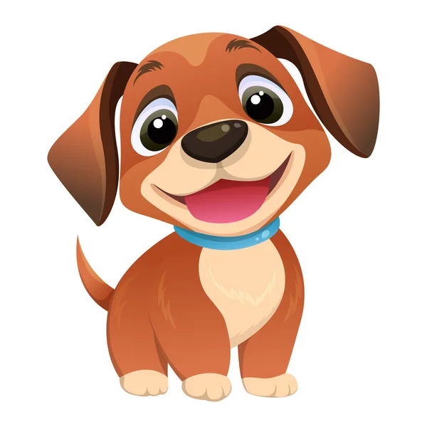 Cute Happy Brown Puppy Smiling — Stock Vector
