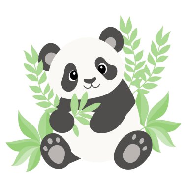 Şirin panda vektörü çocuklar için düz clipert illüstrasyonu