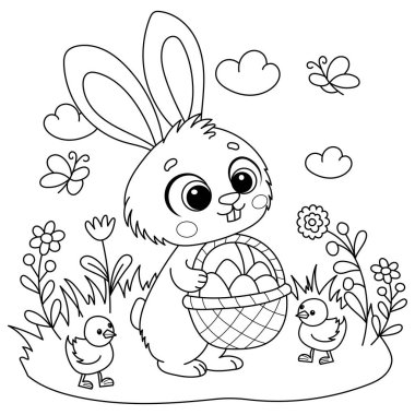 Mutlu Paskalya Tavşanı Çocuklar için Yumurta Boyama Kitabı