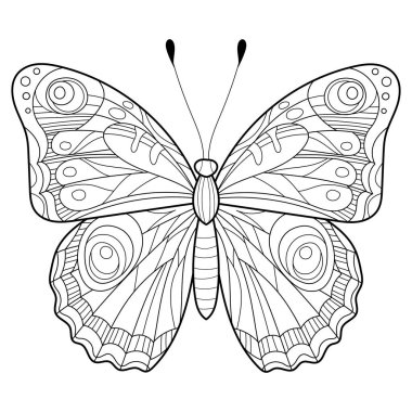 Kelebek boyama kitabı yetişkin vektör çizgisi sanatı
