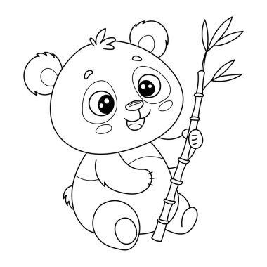 panda sevimli çizgi film illüstrasyon çocuklar için boyama geçidi