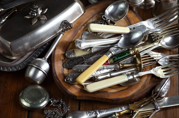 stock image Silverware on an old background.