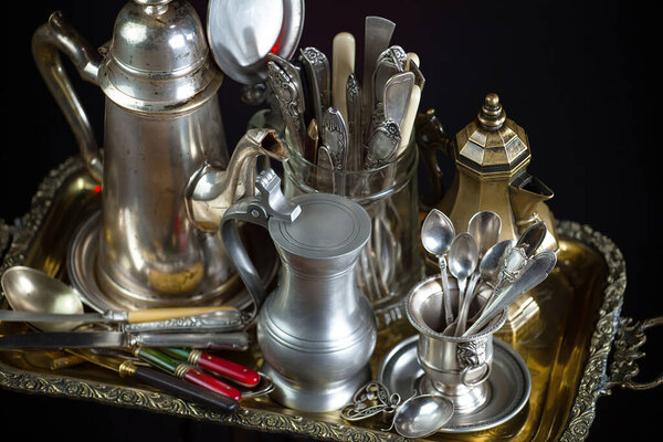 Silverware on an old background.