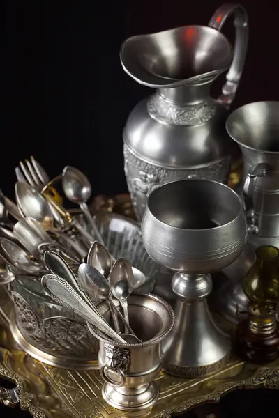 stock image Silverware on an old background.