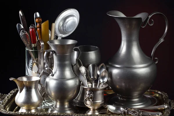 stock image Silverware on an old background.