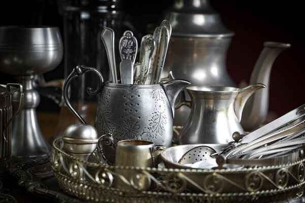 Silverware on an old background.