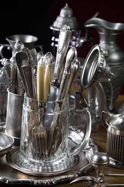 stock image Silverware on an old background.