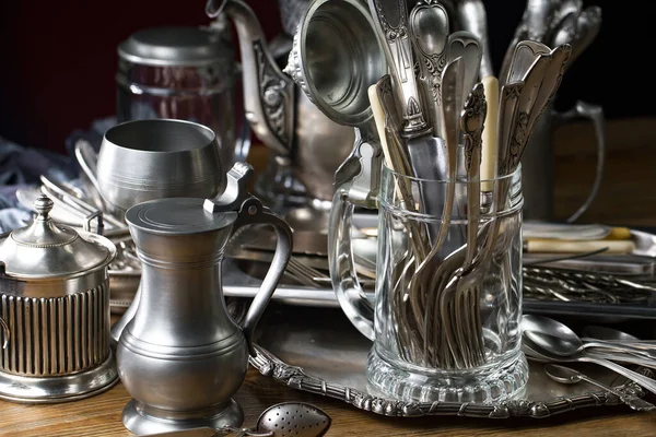 stock image Silverware on an old background.